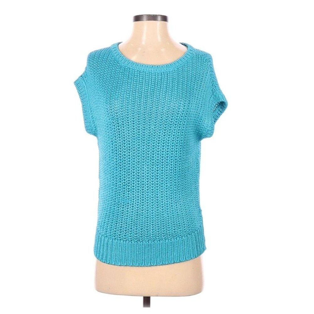 Ralph Lauren Collection Purple Label Open Knit Sleeveless Sweater S Turquoise